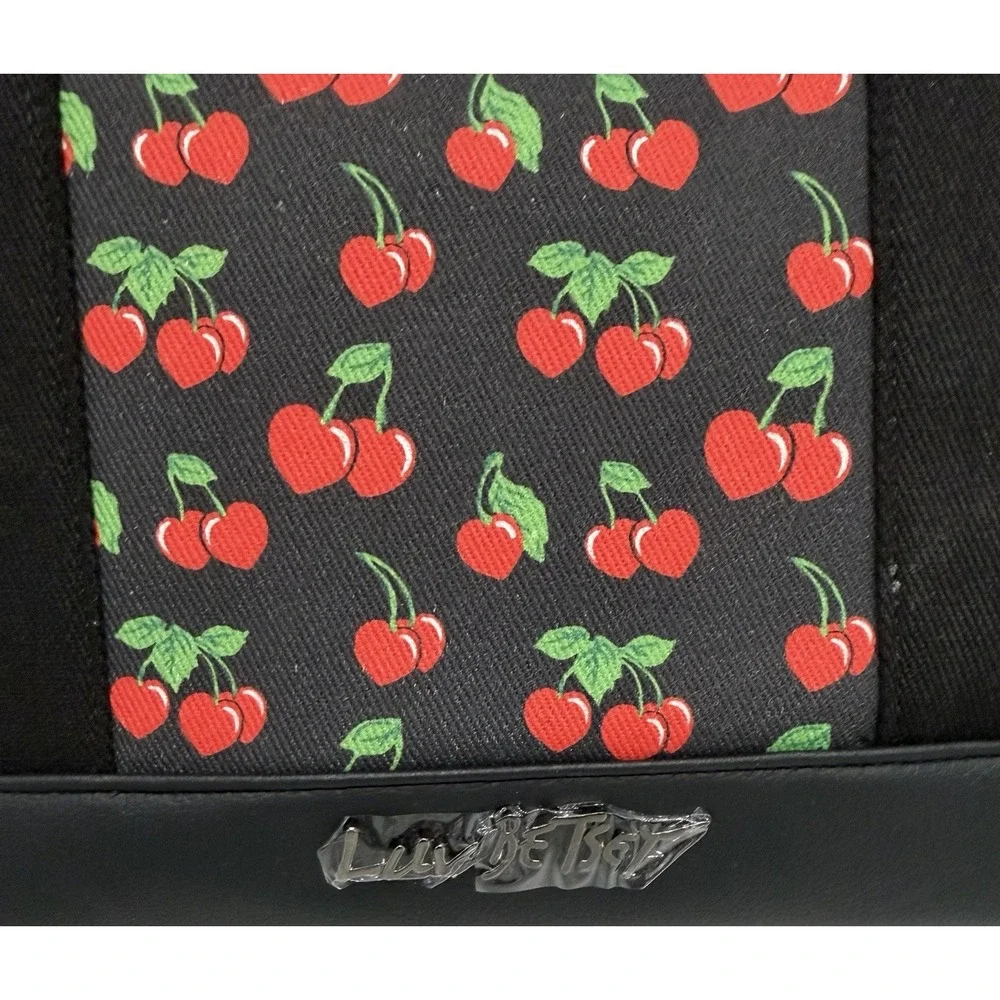 BETSEY JOHNSON LUV Betsey Cherry Tote Bag in Black/Red NWT